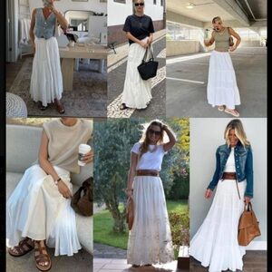 See You Monday White Tiered Maxi Skirt
